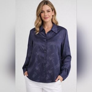 Elegant Navy Floral Women's Top